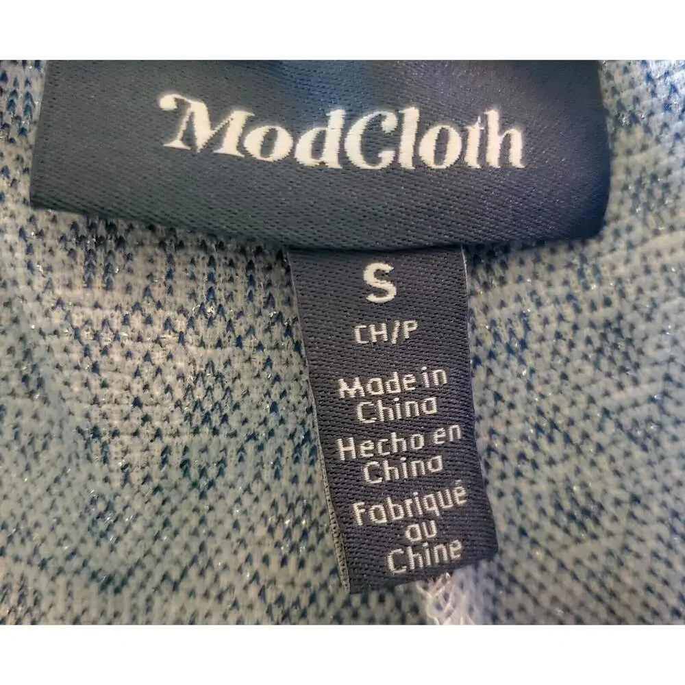 MODCLOTH Women's S Joggers Pants Be Kind Unwind Drawstring Waist Blue Silver NEW